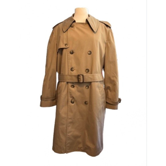 Vintage 1990s London Fog Dacron Fur Lined Trench Over Coat Cozy Double Breasted‎ - Picture 1 of 7